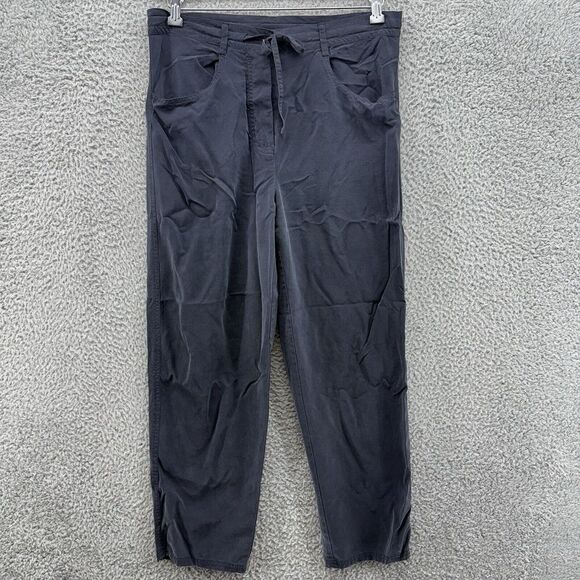 Ann Taylor 100% Silk Pants Womens XS Petite Navy Casual Pocket‎ Drawstring Waist - Picture 1 of 10